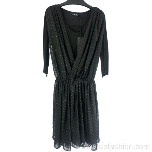 Robe sexy noire à col en V profond